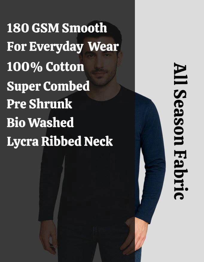 Men's Navy Blue Full Sleeve T-Shirt