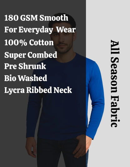 Men's Navy Blue Full Sleeve T-Shirt