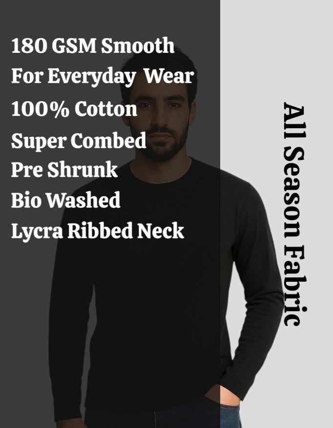 Men's Navy Blue Full Sleeve T-Shirt