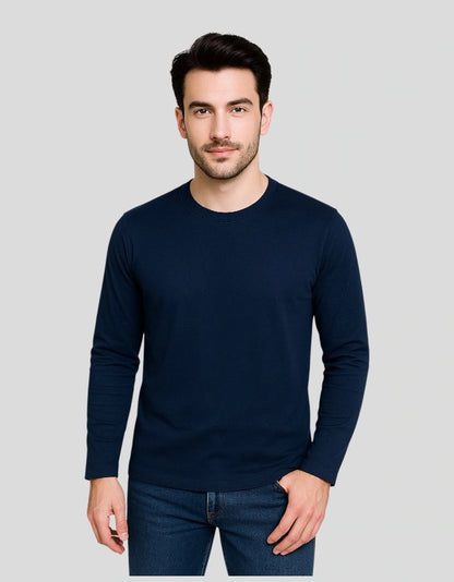 Men's Navy Blue Full Sleeve T-Shirt