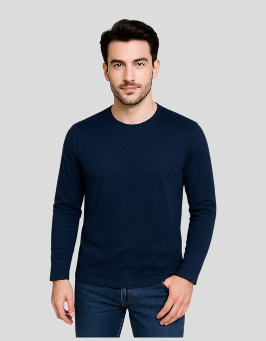 Men's Navy Blue Full Sleeve T-Shirt