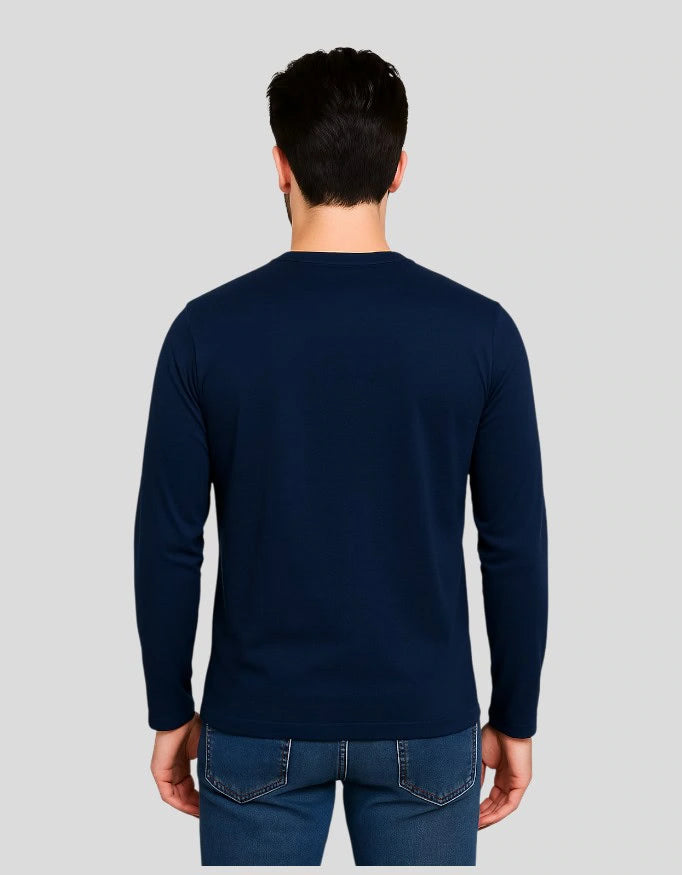 Men's Navy Blue Full Sleeve T-Shirt