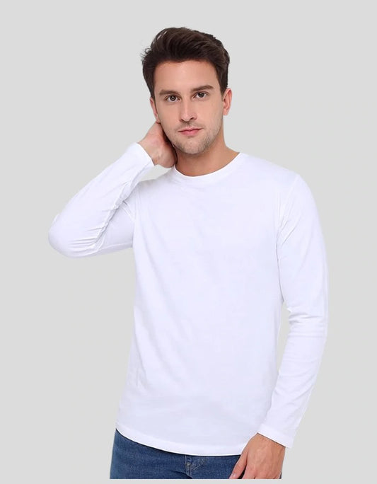 Men's White Full Sleeve T-Shirt