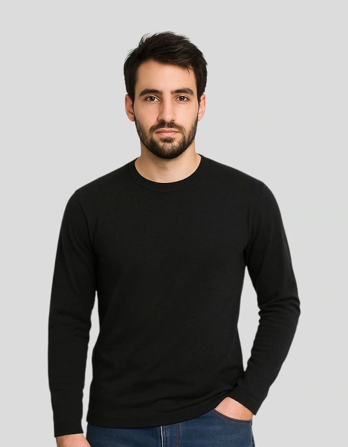 Men's Navy Blue Full Sleeve T-Shirt
