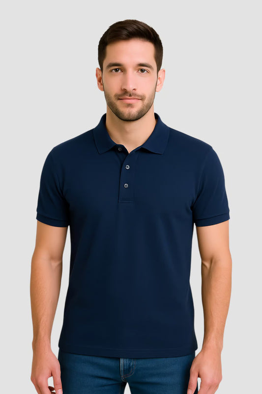 Men's Navy Blue Polo Collar Tshirt