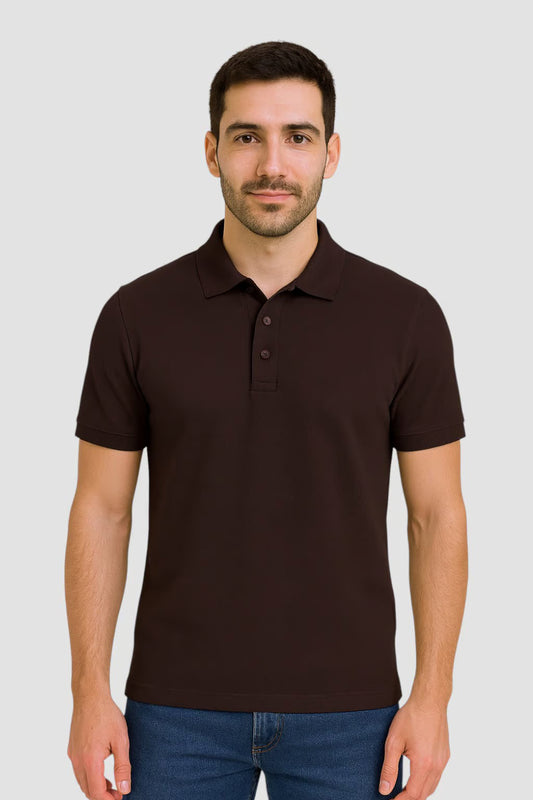 Men's Coffee Brown Polo Collar Tshirt