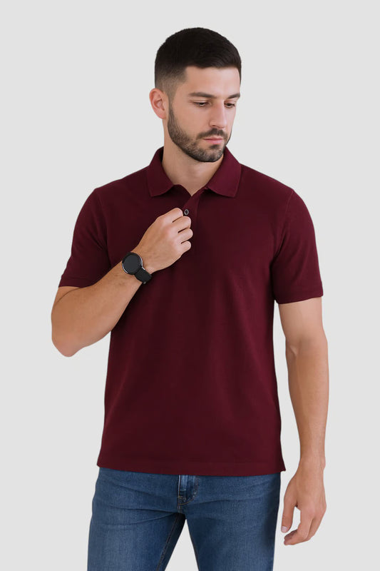 Men's Maroon Polo Collar Tshirt