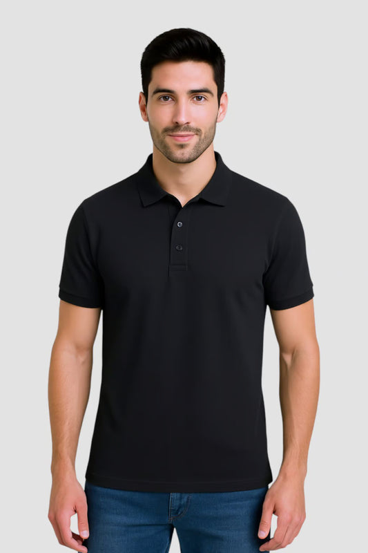 Men's Black Polo Collar Tshirt